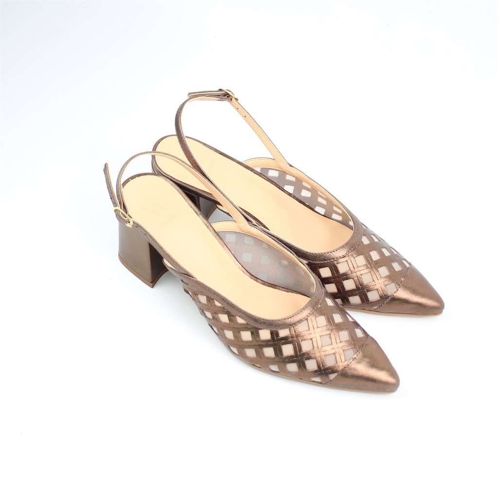 Scarpin Salto Bloco Slingback Café 4