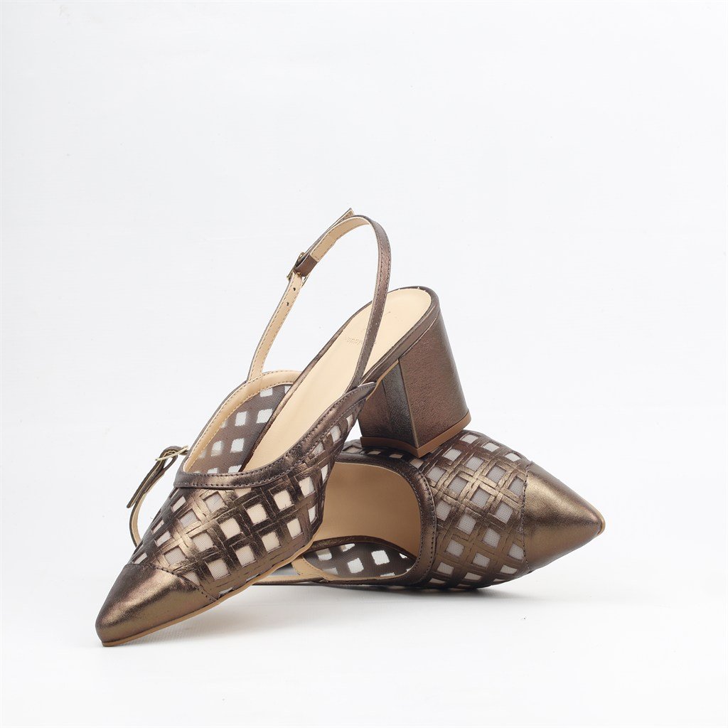 Scarpin Salto Bloco Slingback Café 5