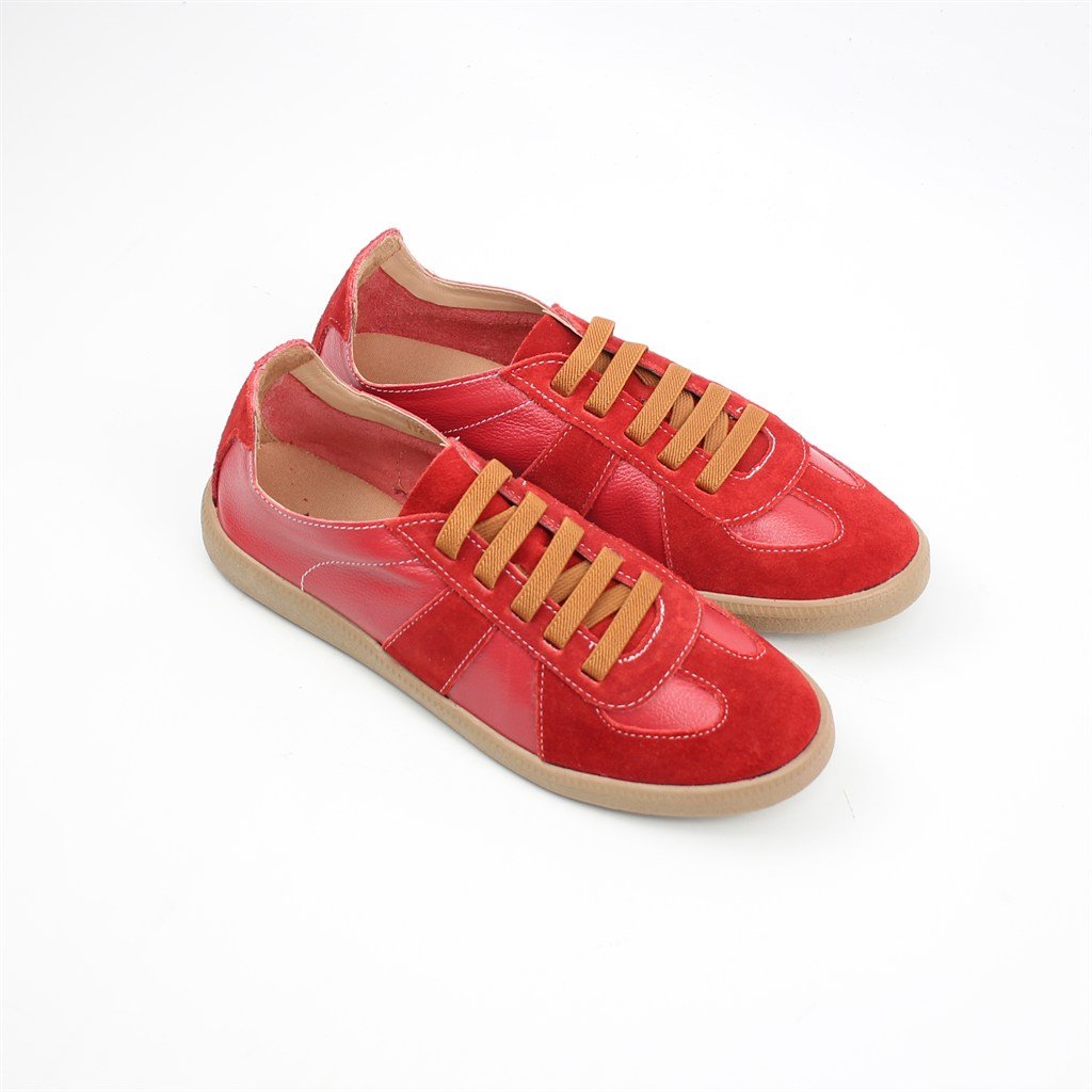 Tênis Flat Amarração Couro Vermelho/Carmim 2