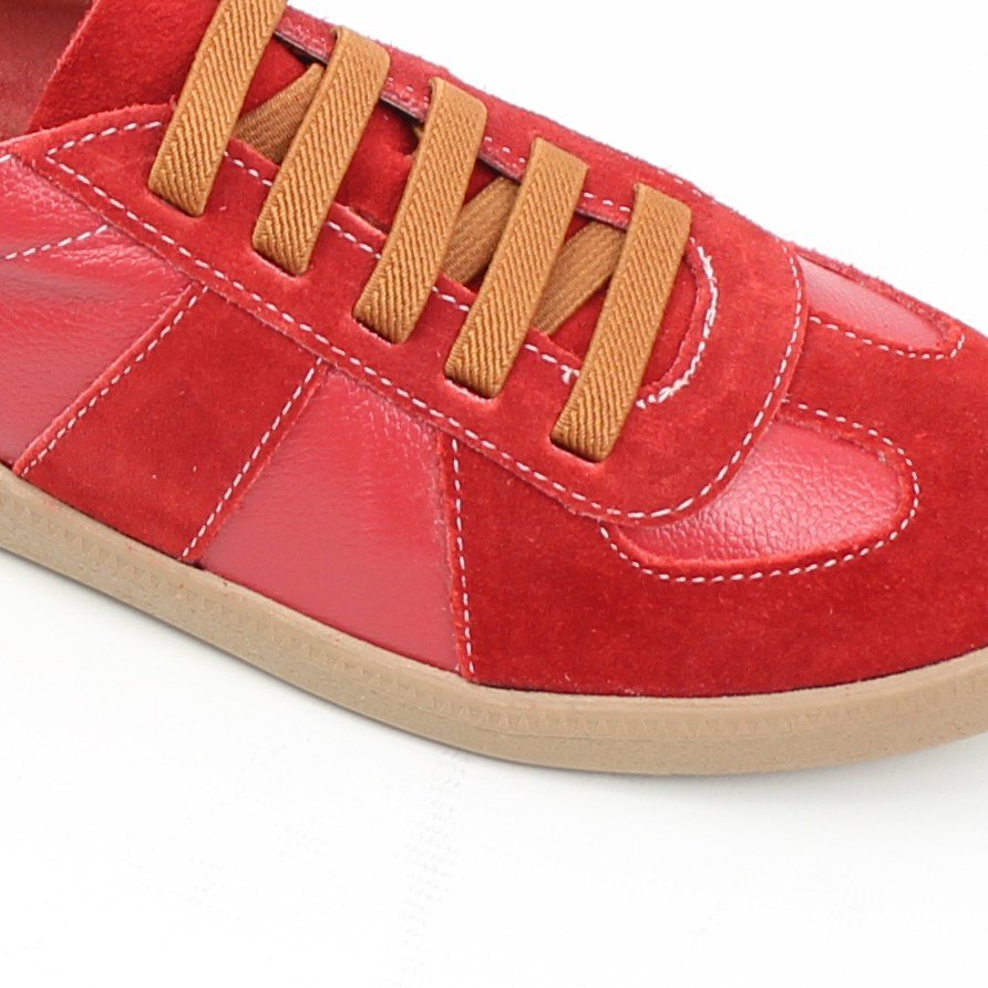 Tênis Flat Amarração Couro Vermelho/Carmim 3