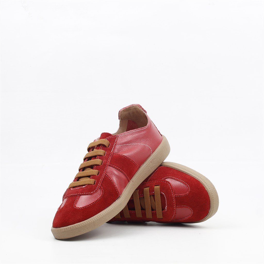 Tênis Flat Amarração Couro Vermelho/Carmim 4