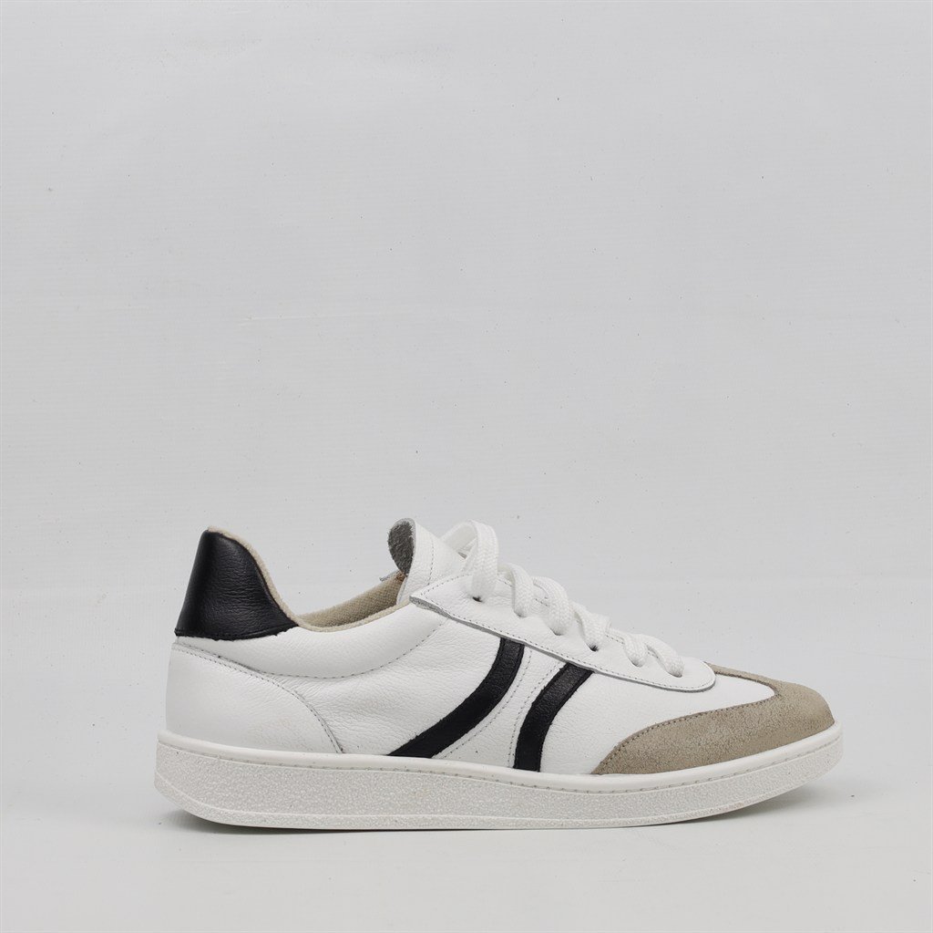 Tênis Flat Couro Marfim/Branco/Preto 4