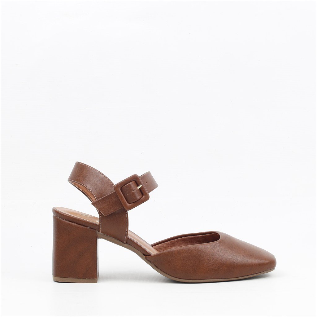 Scarpin Salto Bloco Aberto Conhaque 4