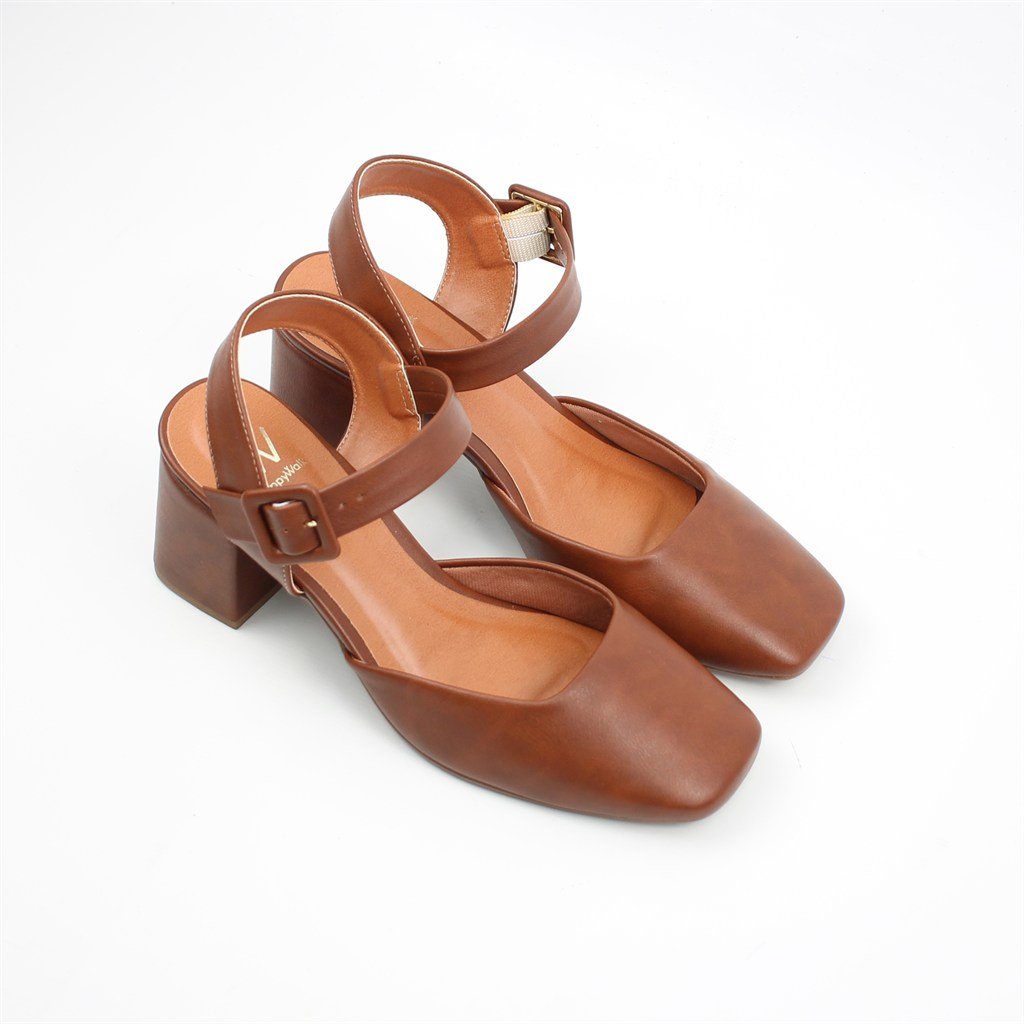 Scarpin Salto Bloco Aberto Conhaque 2