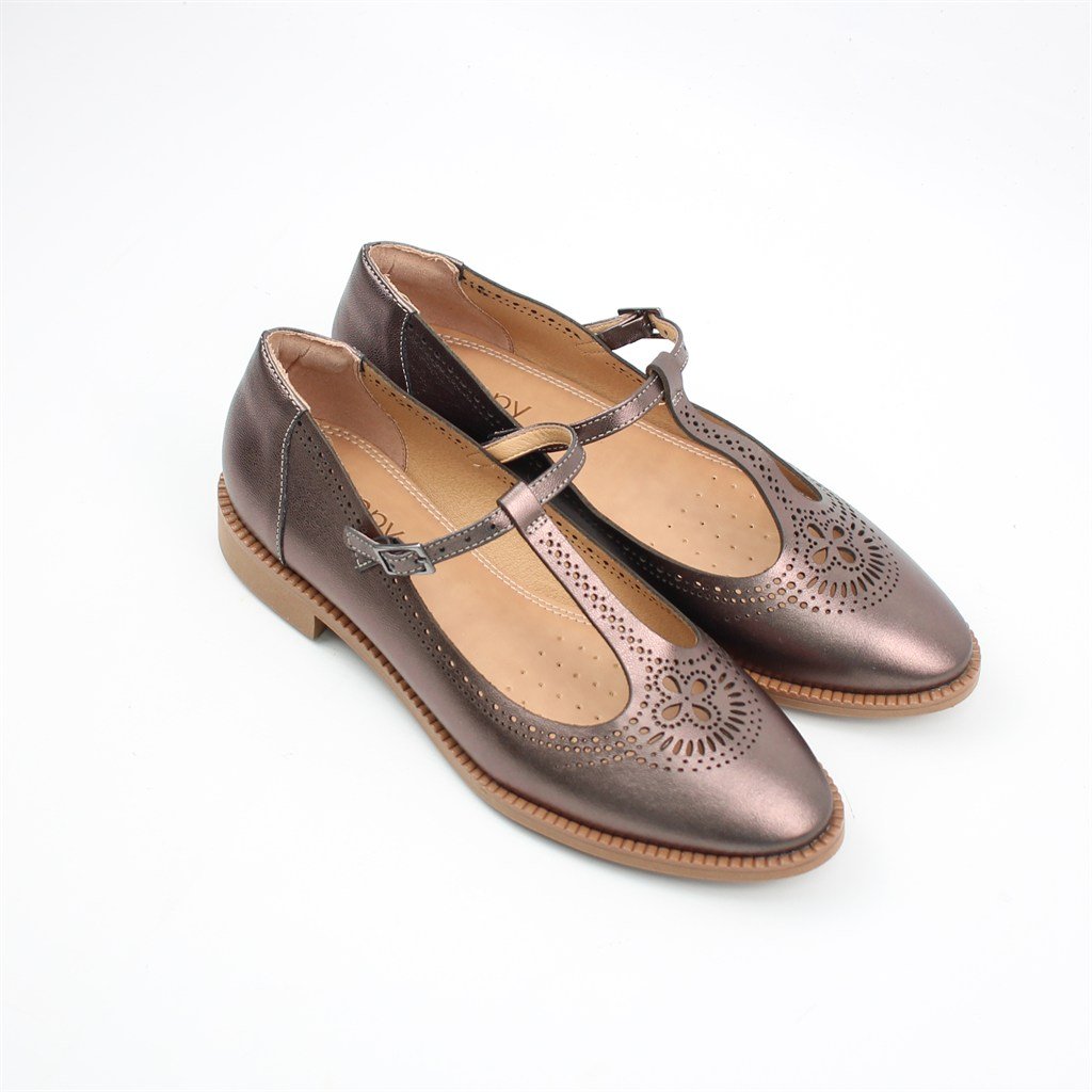 Sapatilha Metalizada Couro Grafite 2