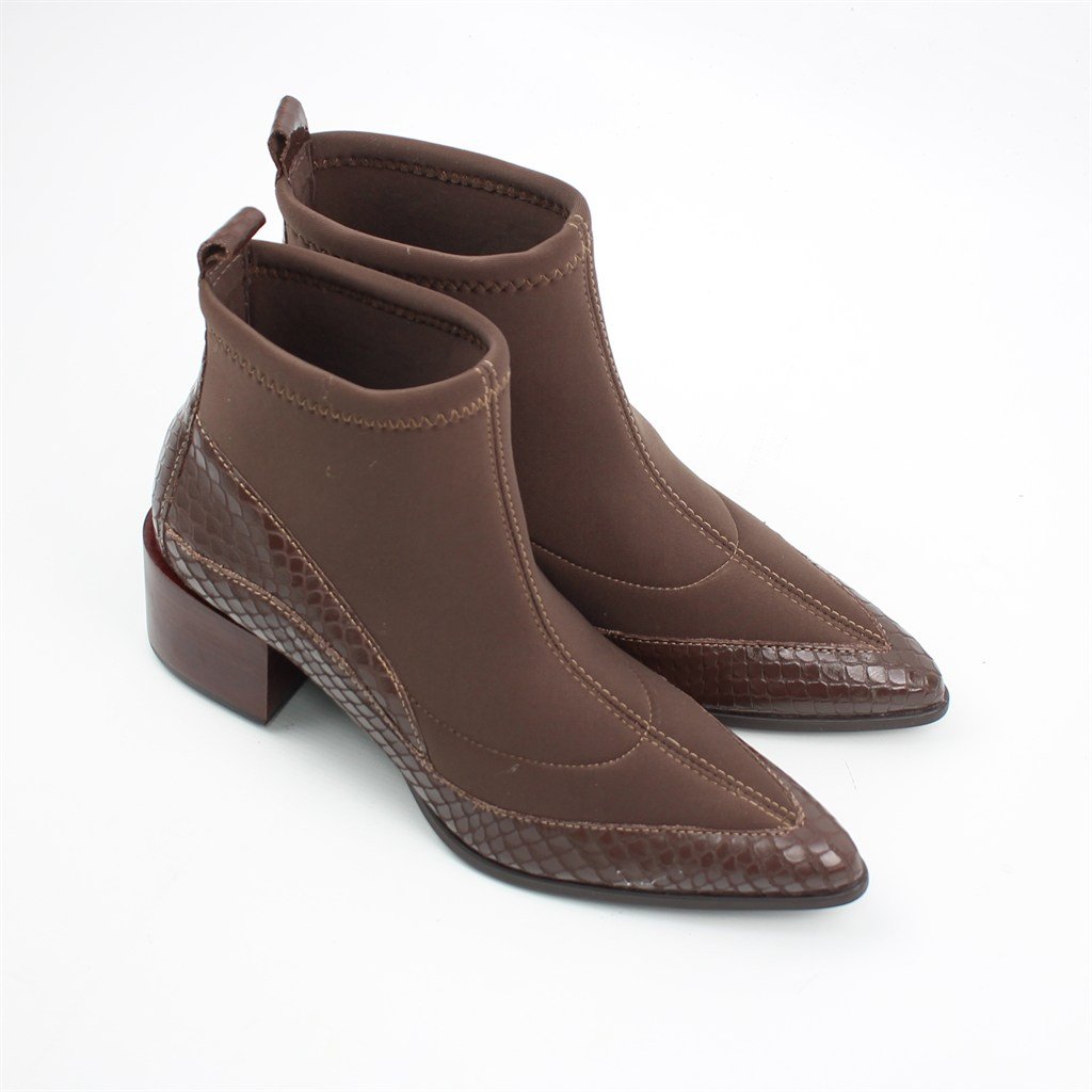 Bota Cano Baixo Lycra Snake Marrom 2