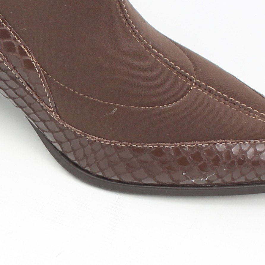 Bota Cano Baixo Lycra Snake Marrom 3