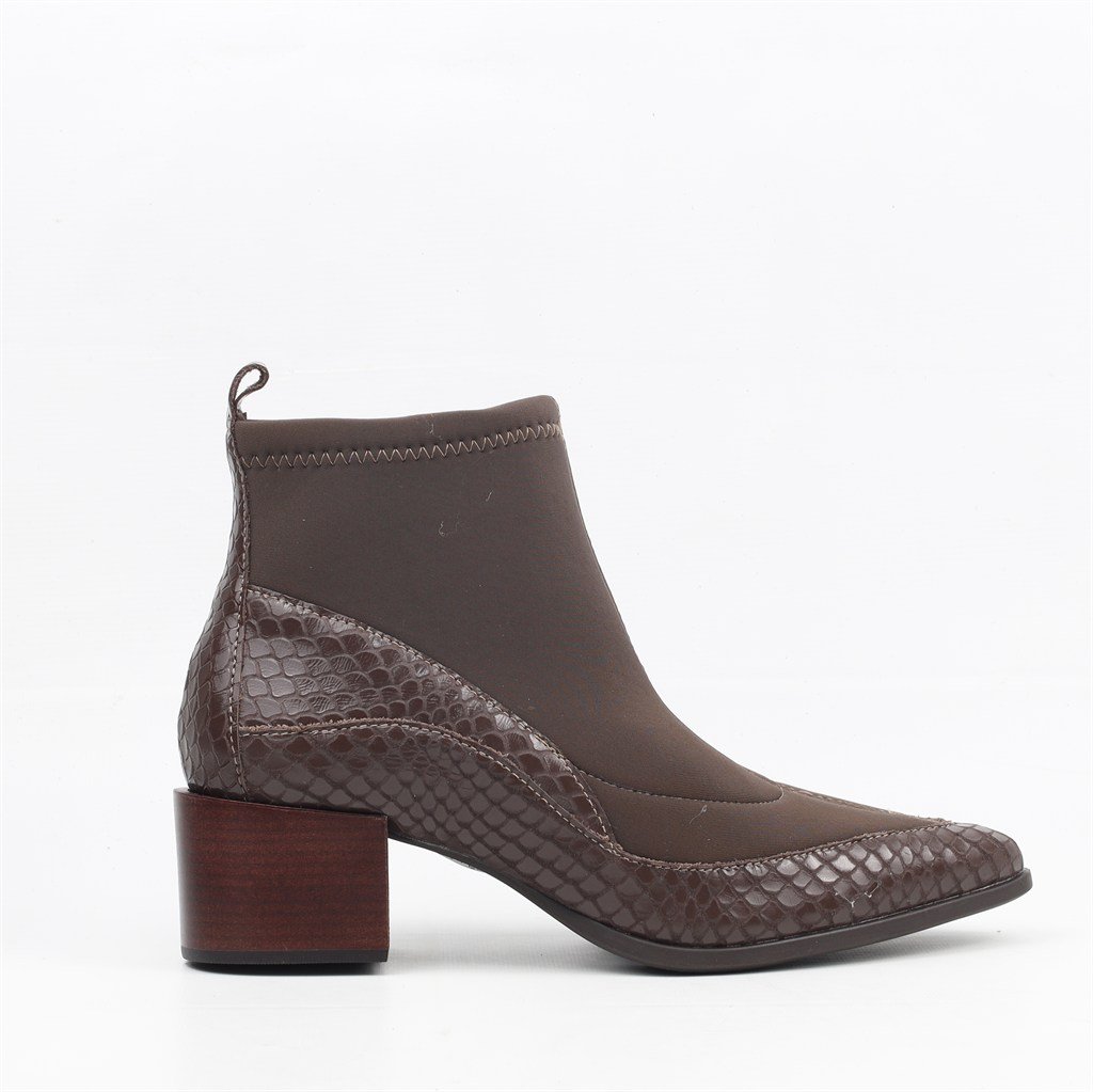 Bota Cano Baixo Lycra Snake Marrom 5