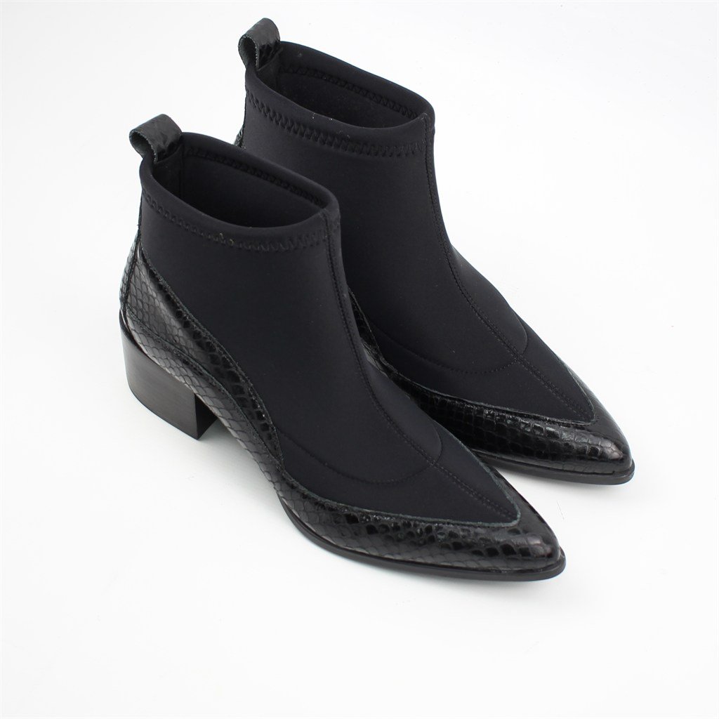 Bota Cano Baixo Lycra Snake Preto 2