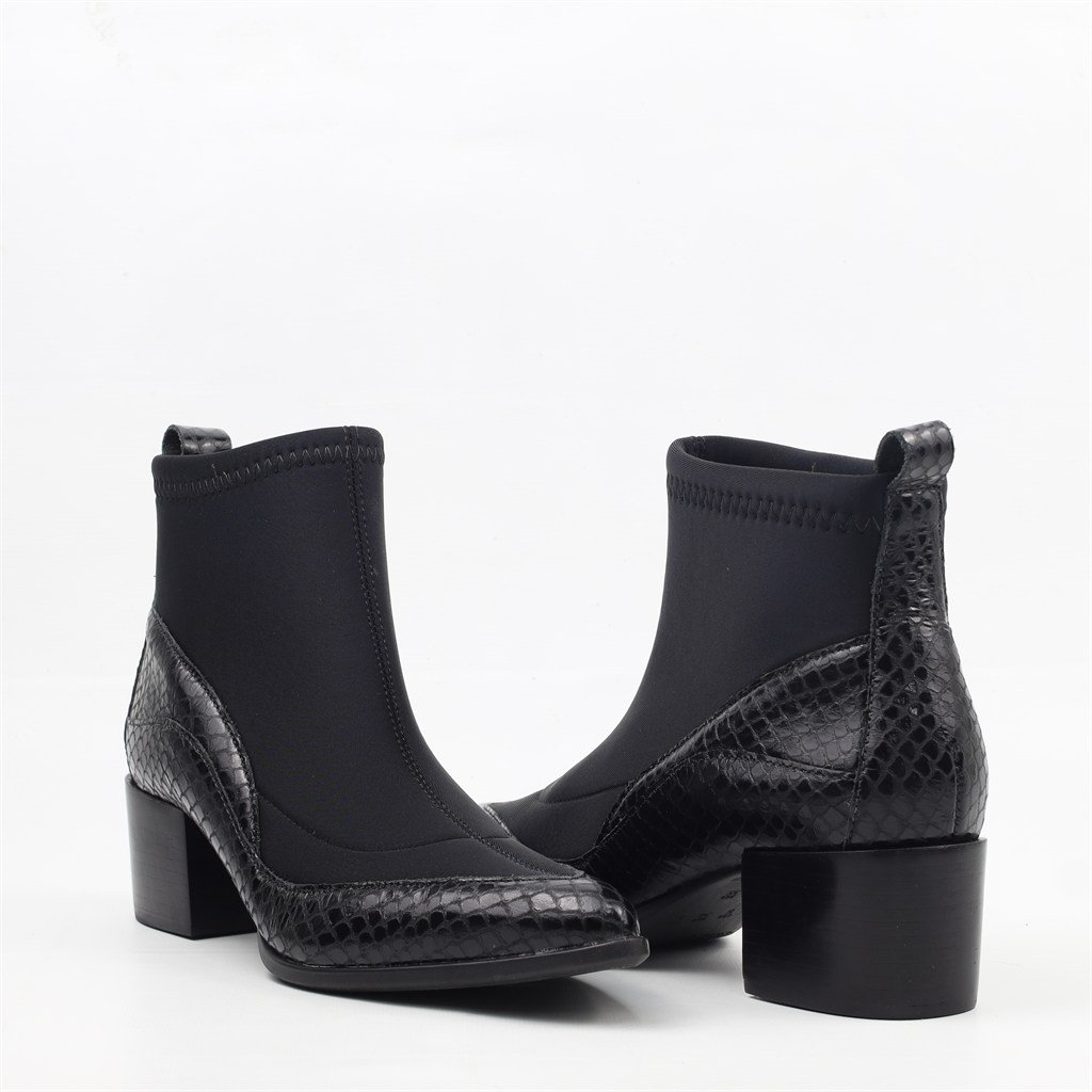 Bota Cano Baixo Lycra Snake Preto 4