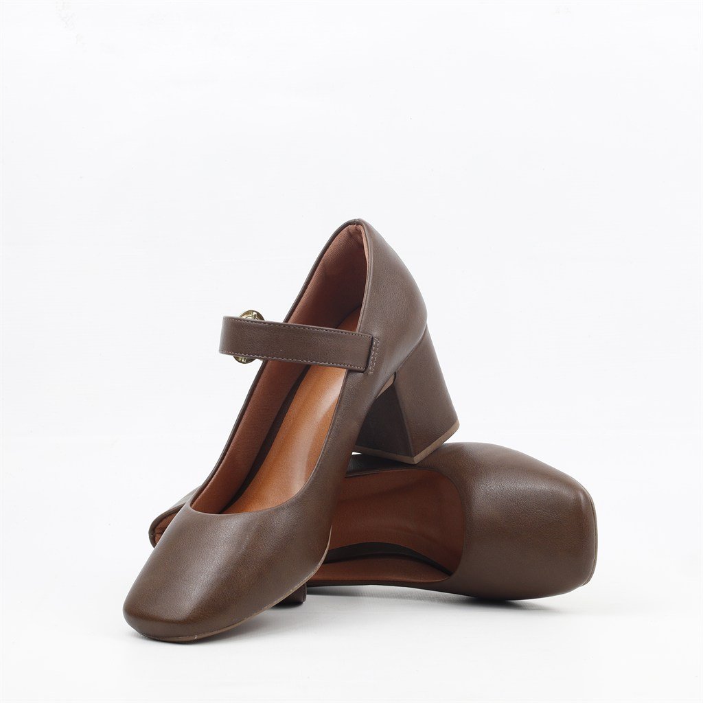 Scarpin Boneca Salto Bloco Café 3