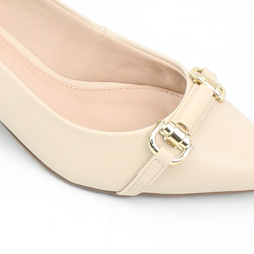 Scarpin Salto Bloco Enfeite Branco 3