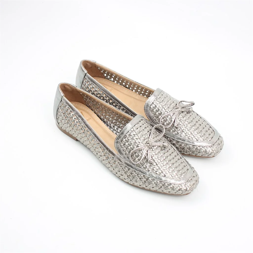 Sapatilha Mocassim Rafia Prata Velho Onix 4