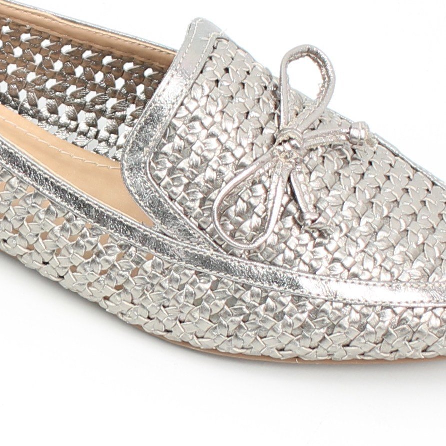 Sapatilha Mocassim Rafia Prata Velho Onix 5