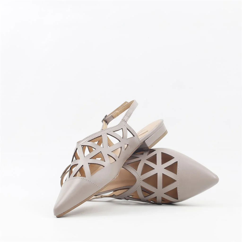Sapatilha Slingback Recortes Caqui 2