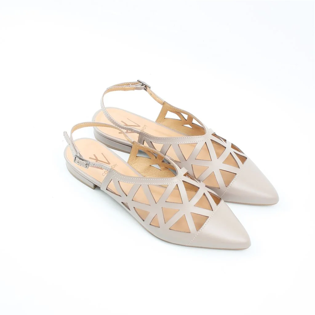 Sapatilha Slingback Recortes Caqui 3