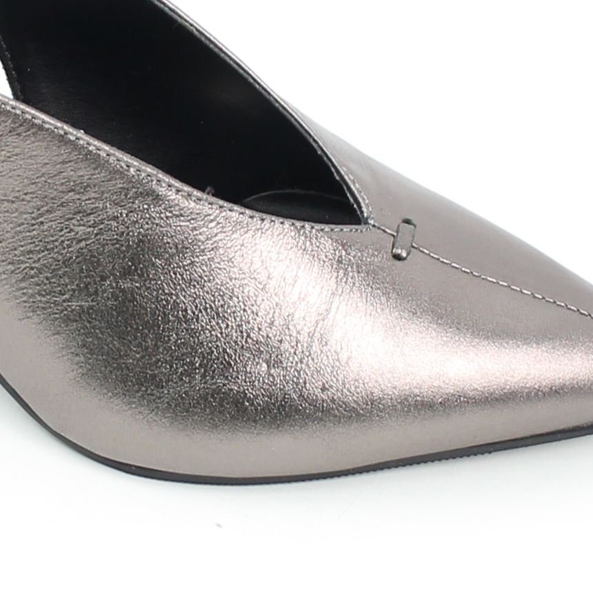 Scarpin Salto Bloco Slingback Prata 3