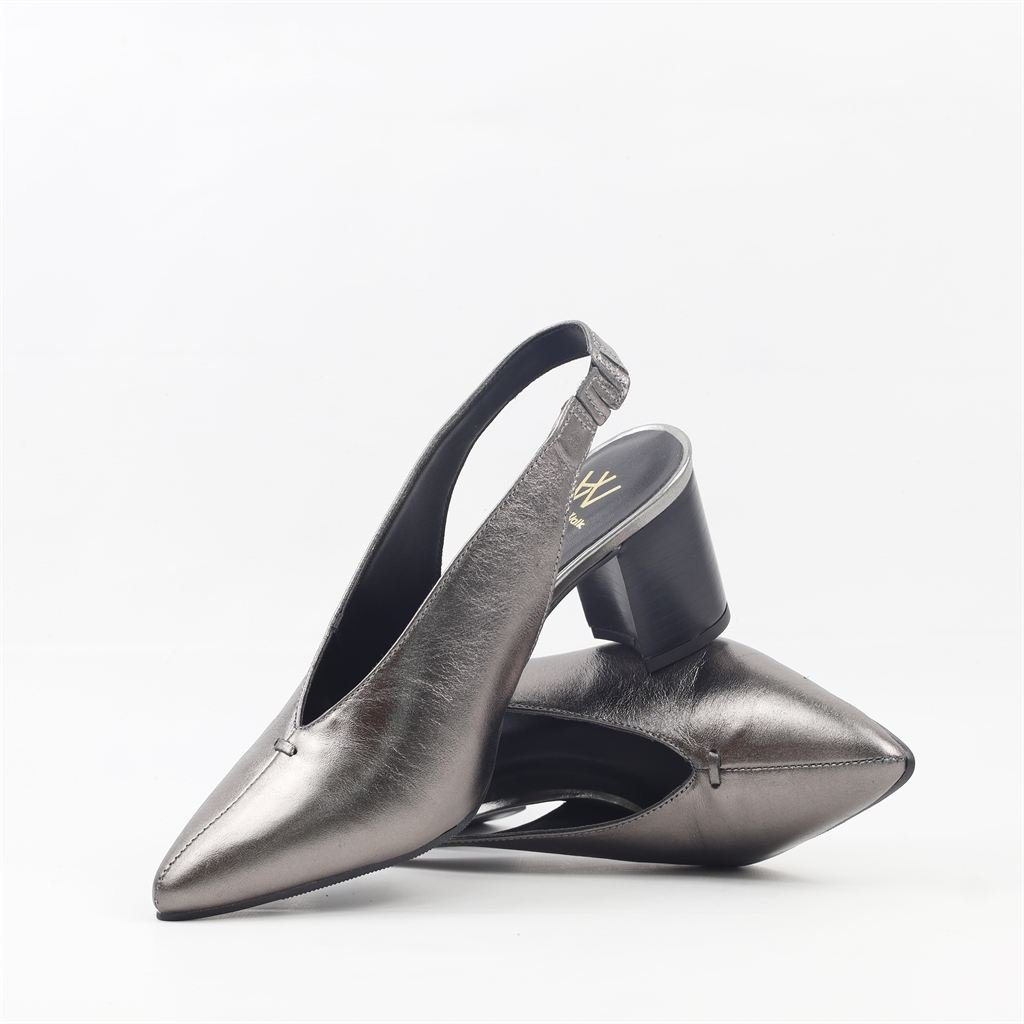 Scarpin Salto Bloco Slingback Prata 4