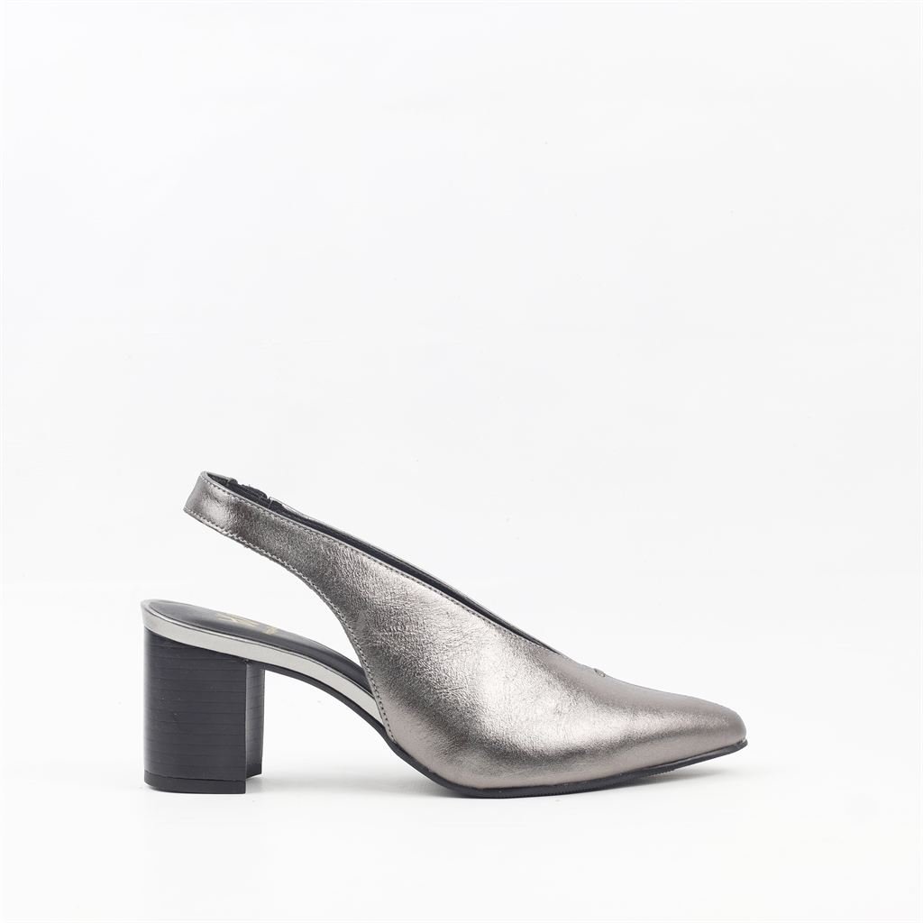 Scarpin Salto Bloco Slingback Prata 5