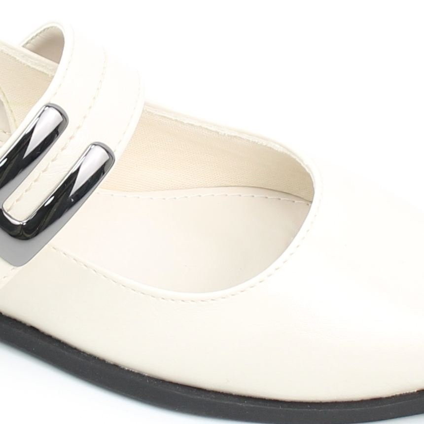 Sapatilha Slingback Detalhe Metal Branco 3