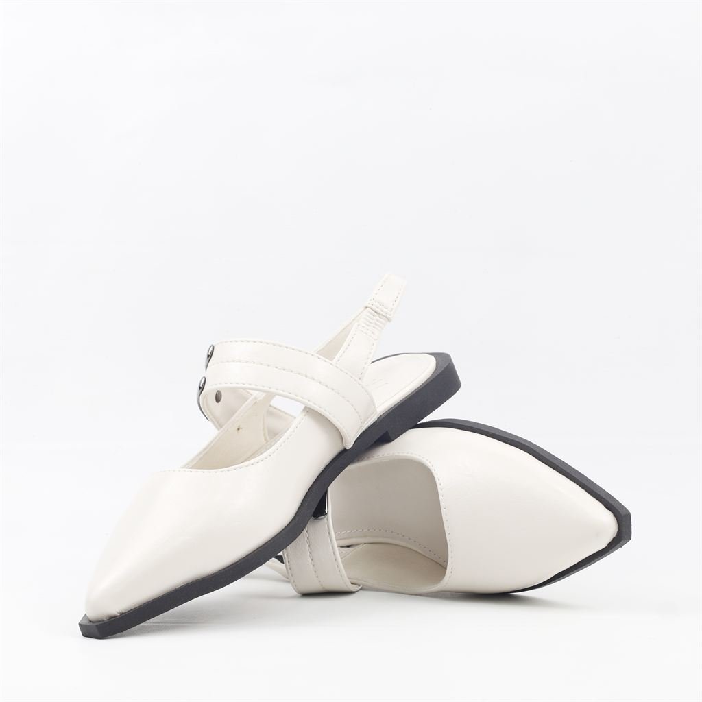 Sapatilha Slingback Detalhe Metal Branco 4
