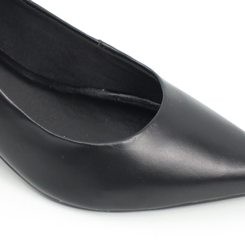 Scarpin Salto Bloco Couro Preto 5