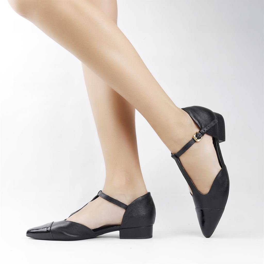 Scarpin Couro Liso Aberto Preto 1