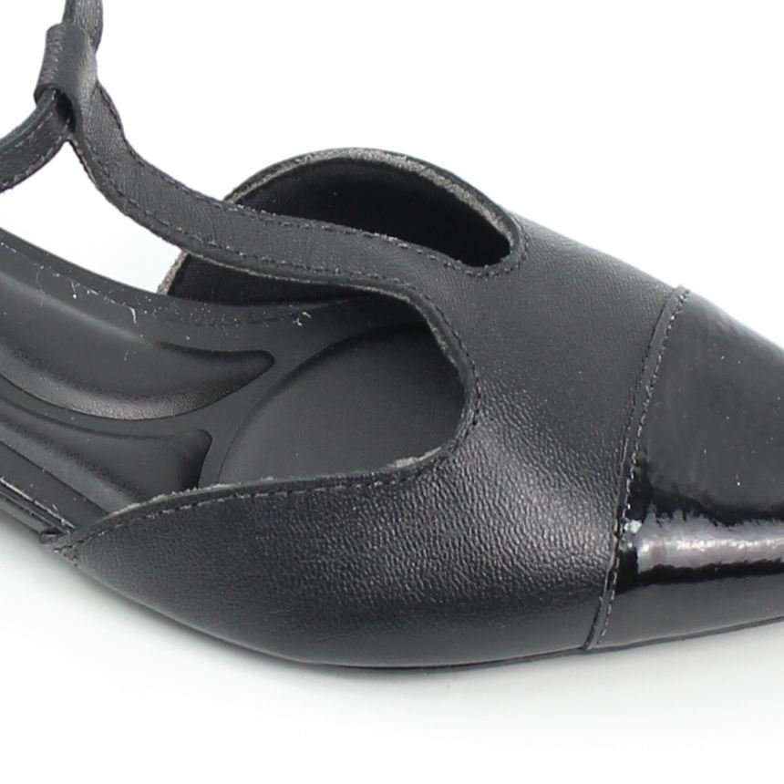Scarpin Couro Liso Aberto Preto 3