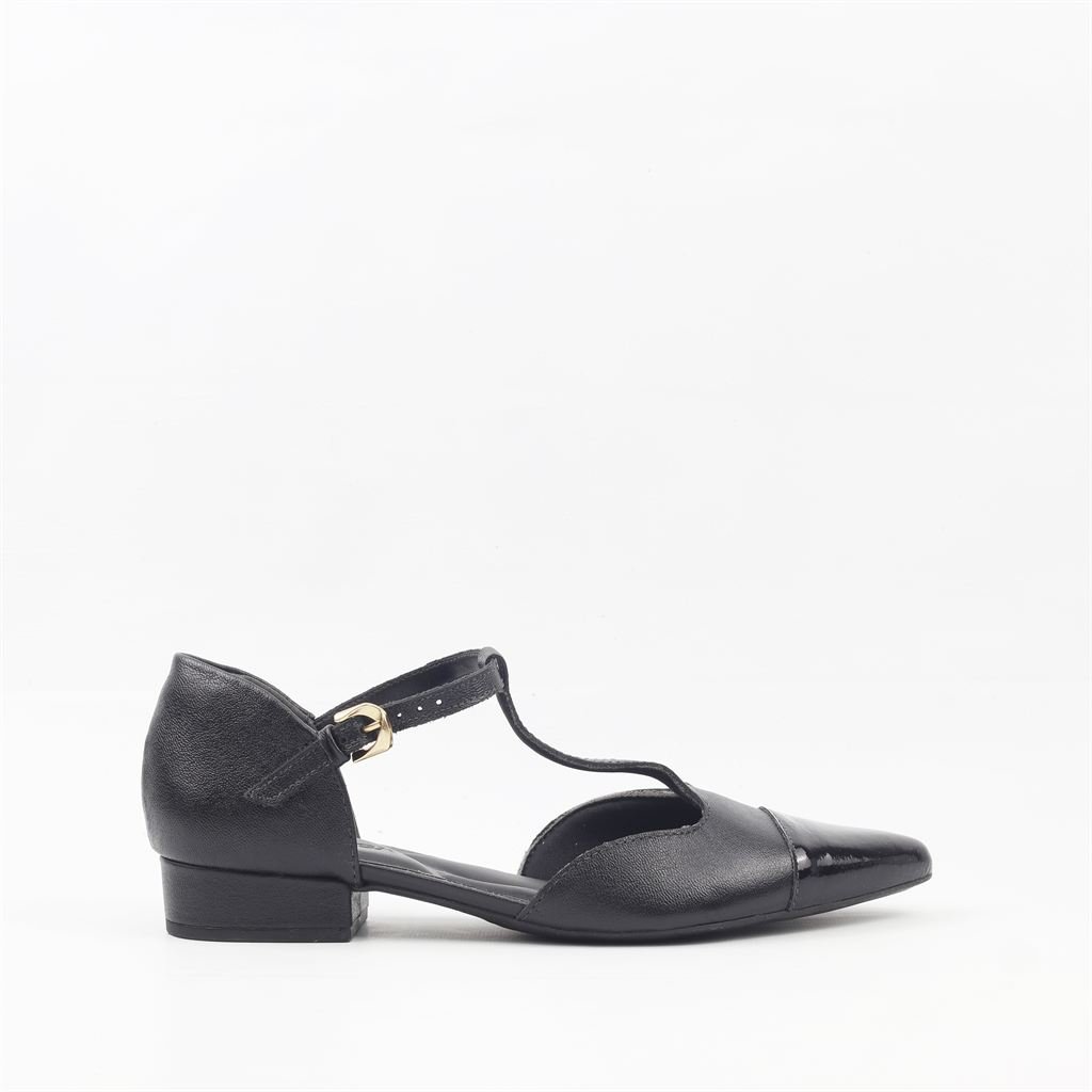 Scarpin Couro Liso Aberto Preto 5