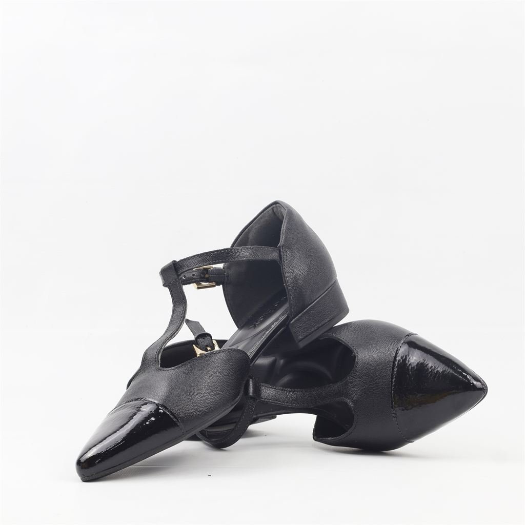 Scarpin Couro Liso Aberto Preto 4