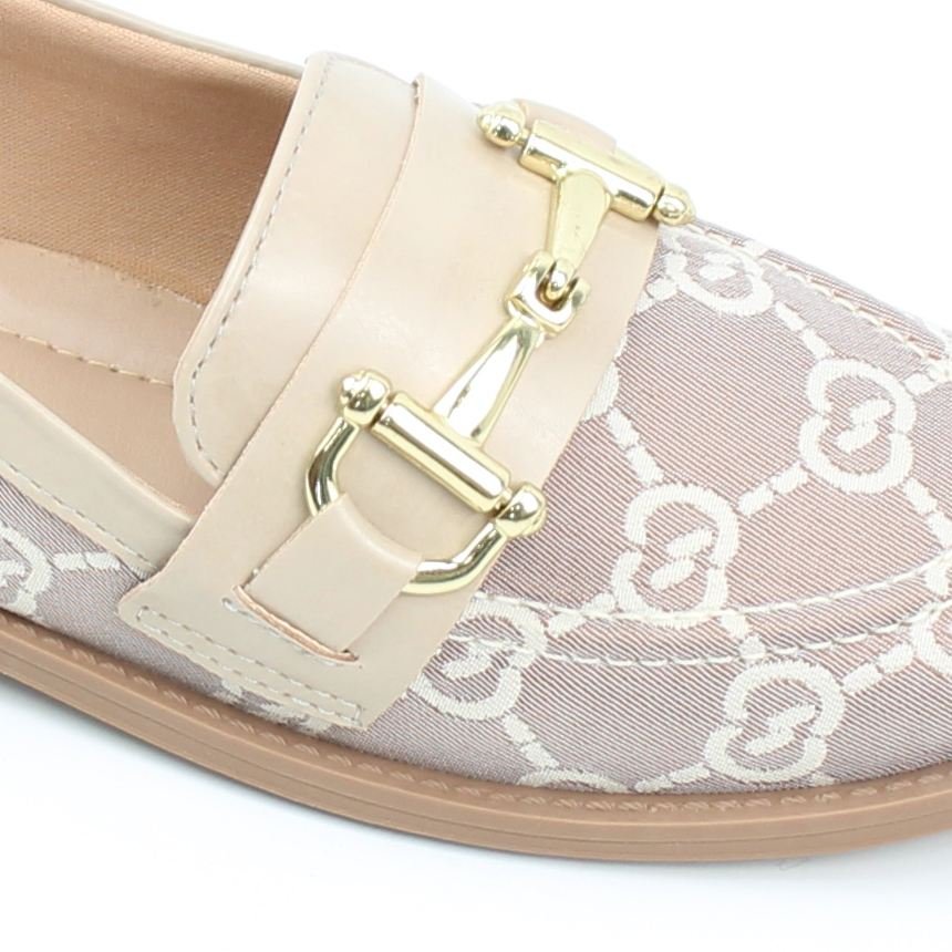 Mocassim Detalhe Metal Bege 4