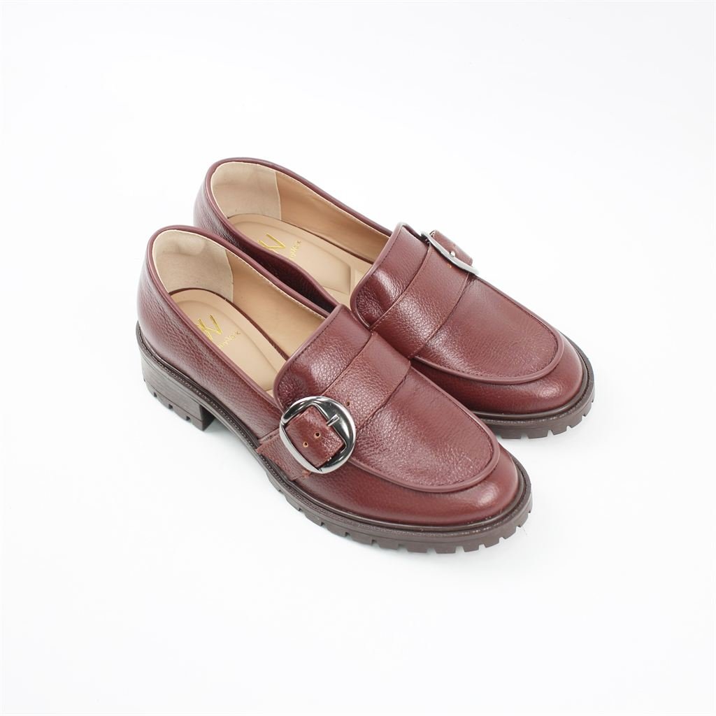 Mocassim Salto Bloco Fivela Java Café 2