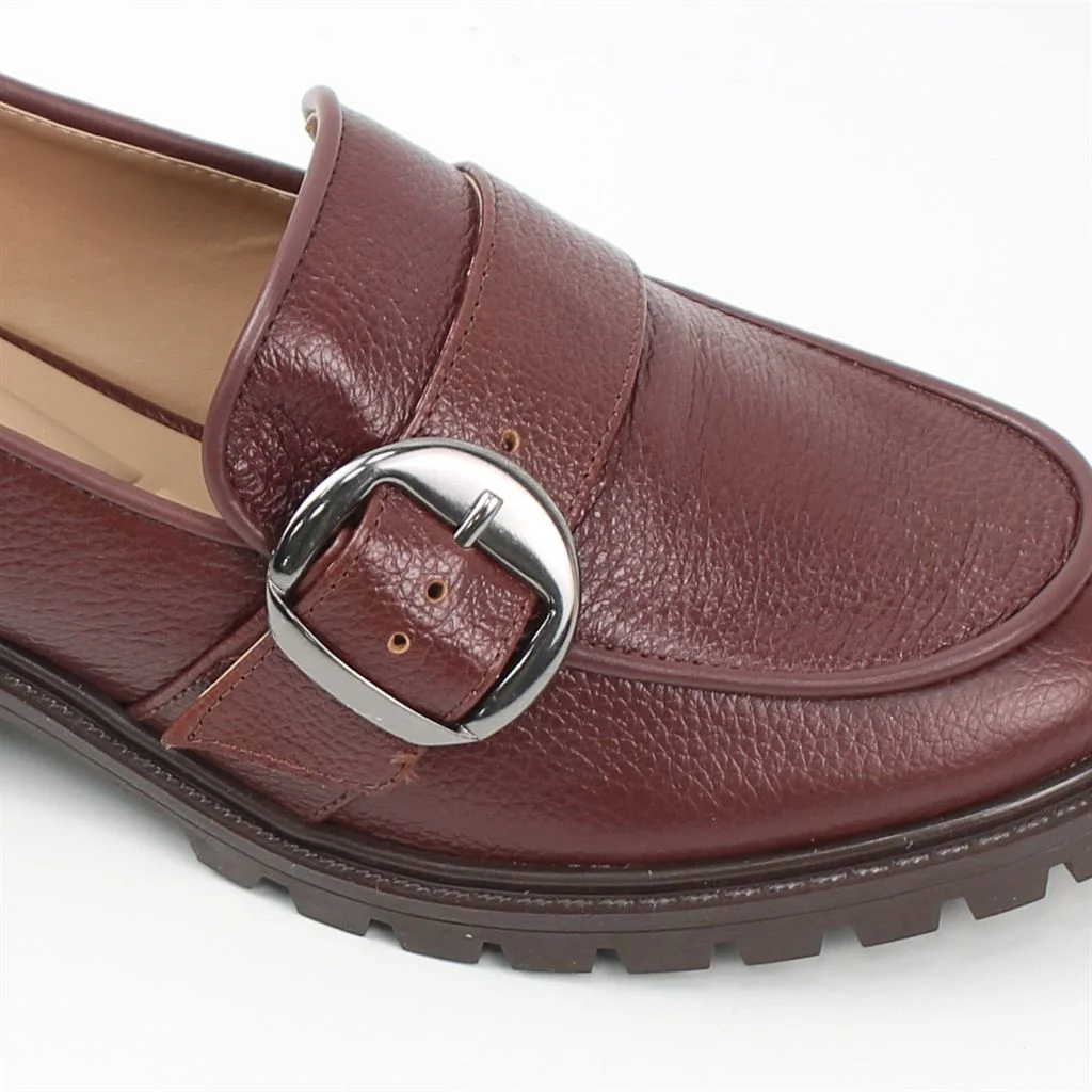 Mocassim Salto Bloco Fivela Java Café 3