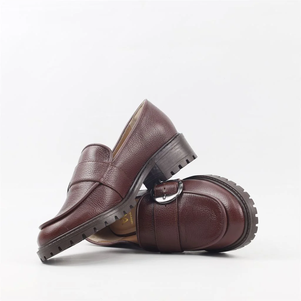 Mocassim Salto Bloco Fivela Java Café 4