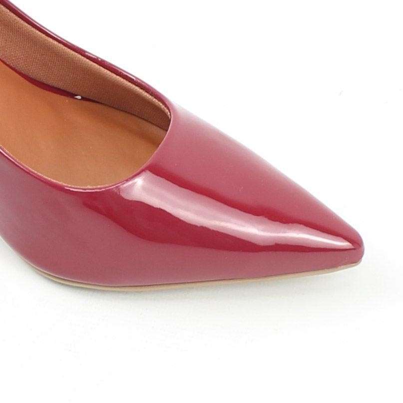 Scarpin Salto Bloco Verniz Burgundy 2