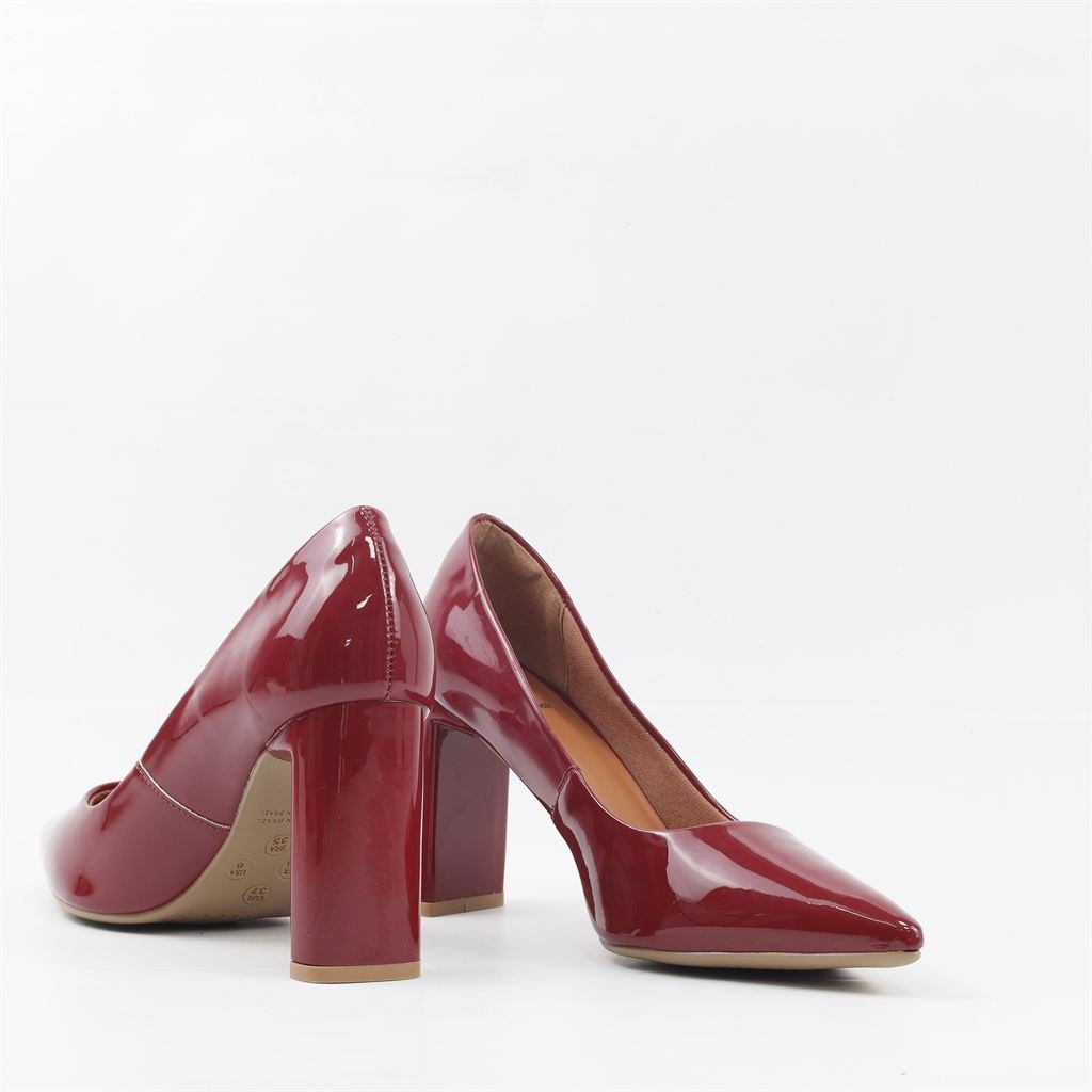 Scarpin Salto Bloco Verniz Burgundy 3