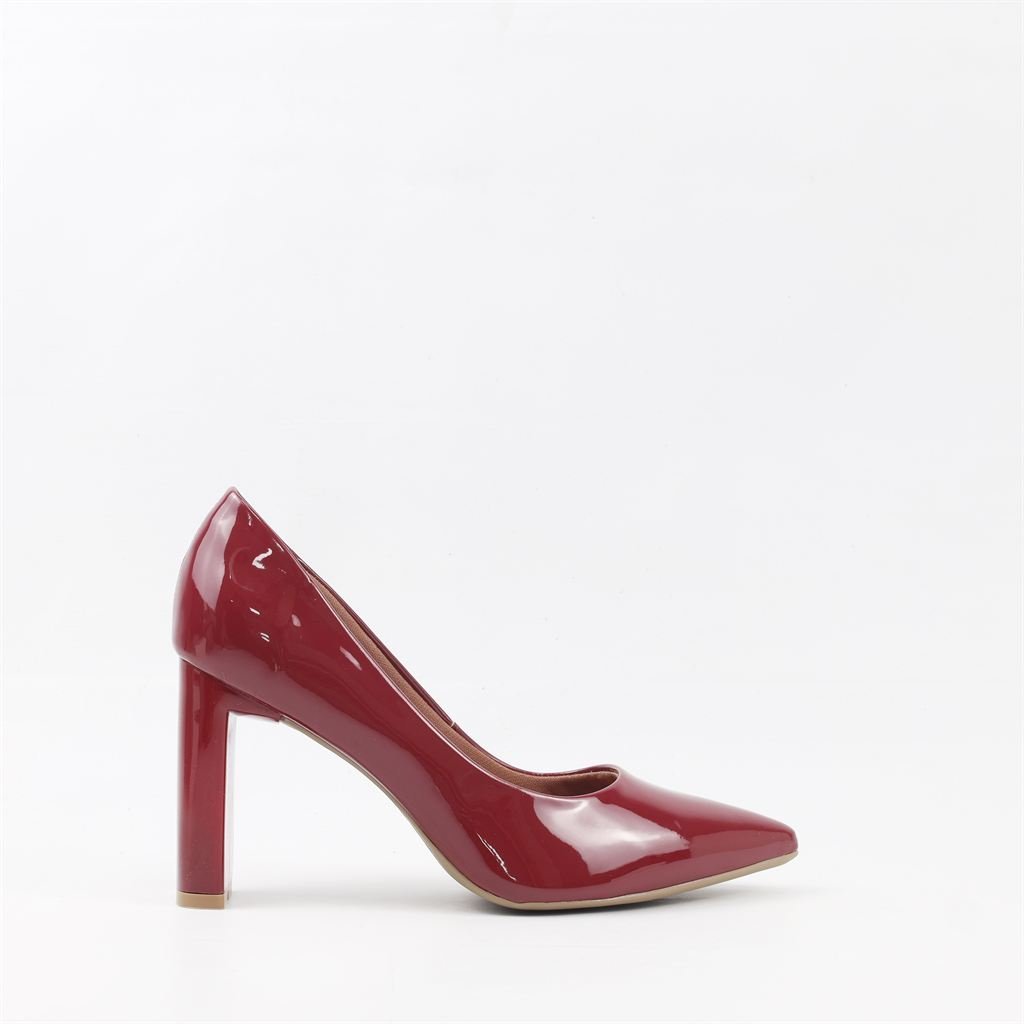 Scarpin Salto Bloco Verniz Burgundy 5