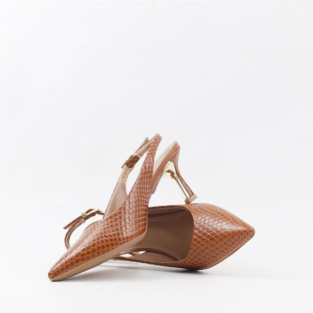 Scarpin Salto Fino Slingback Doce de Leite 4