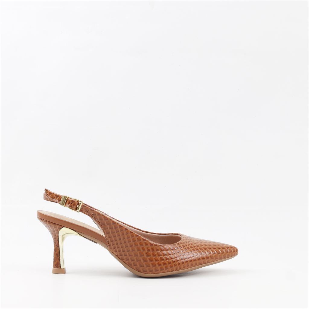 Scarpin Salto Fino Slingback Doce de Leite 5