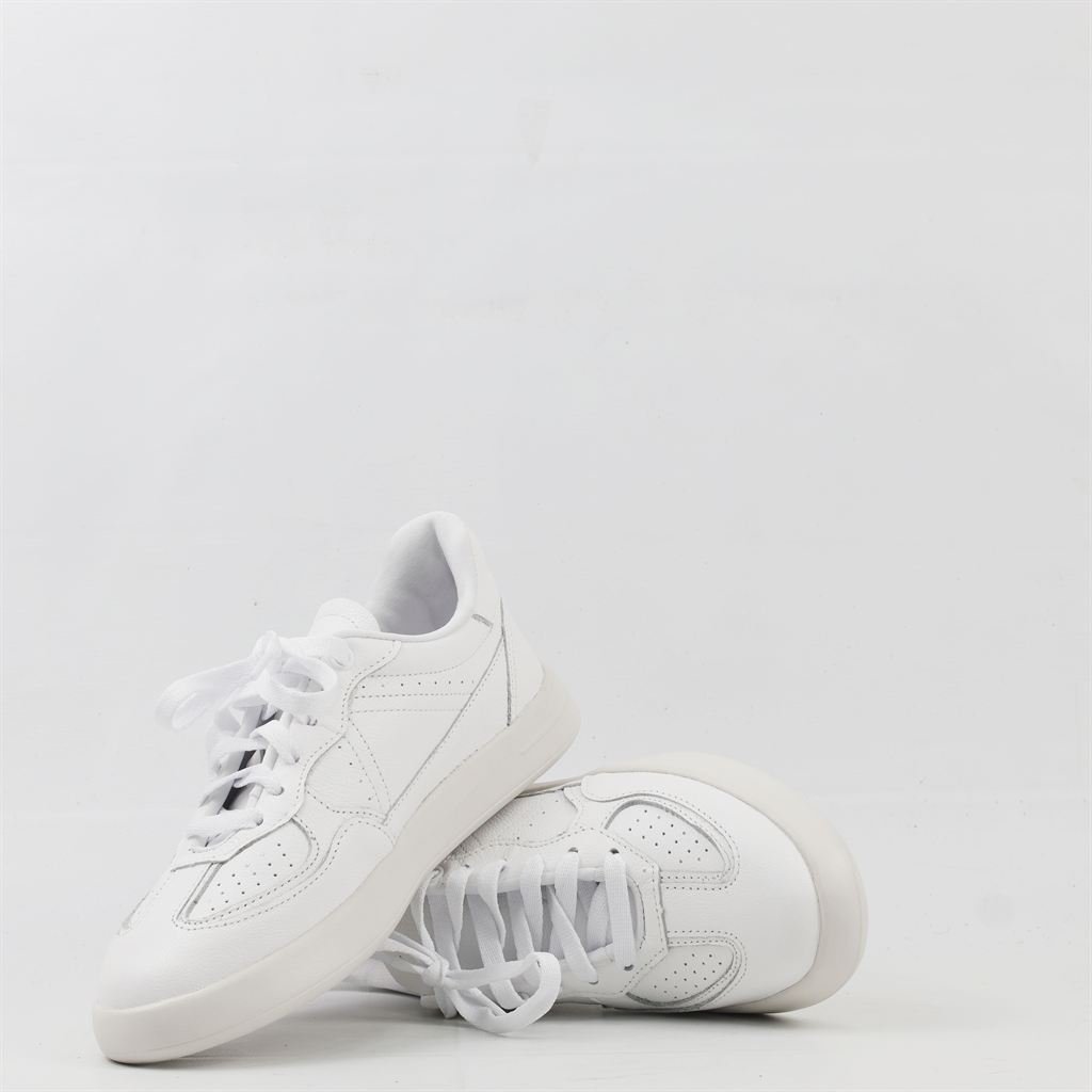 Tênis Flat Amarração Couro Branco/Prata 4