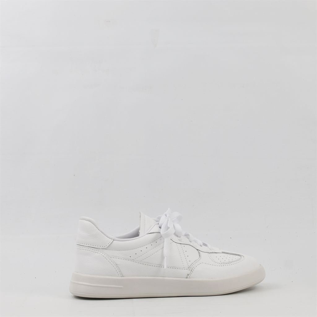Tênis Flat Amarração Couro Branco/Prata 5