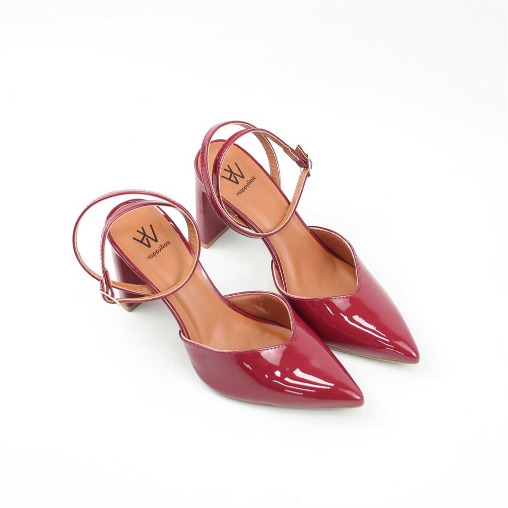 Scarpin Salto Bloco Aberto Verniz Burgundy 2