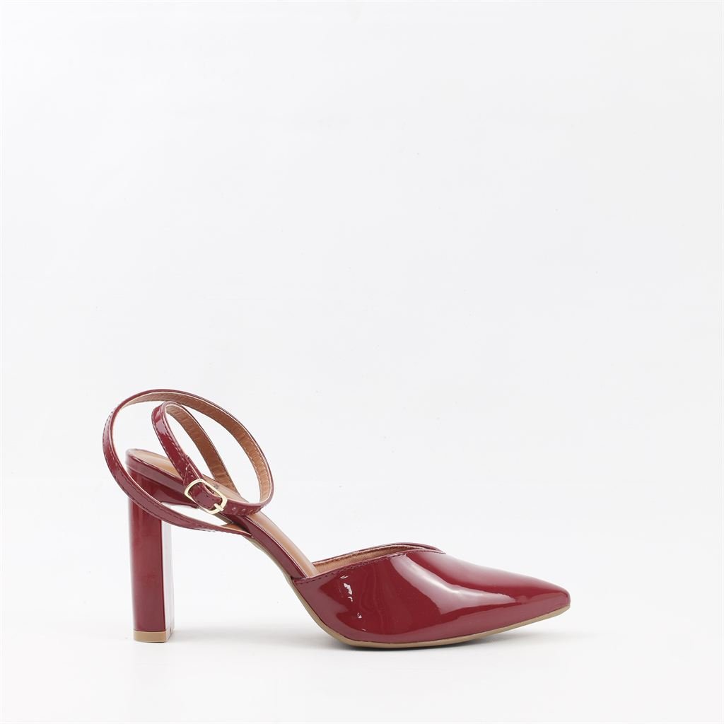 Scarpin Salto Bloco Aberto Verniz Burgundy 5