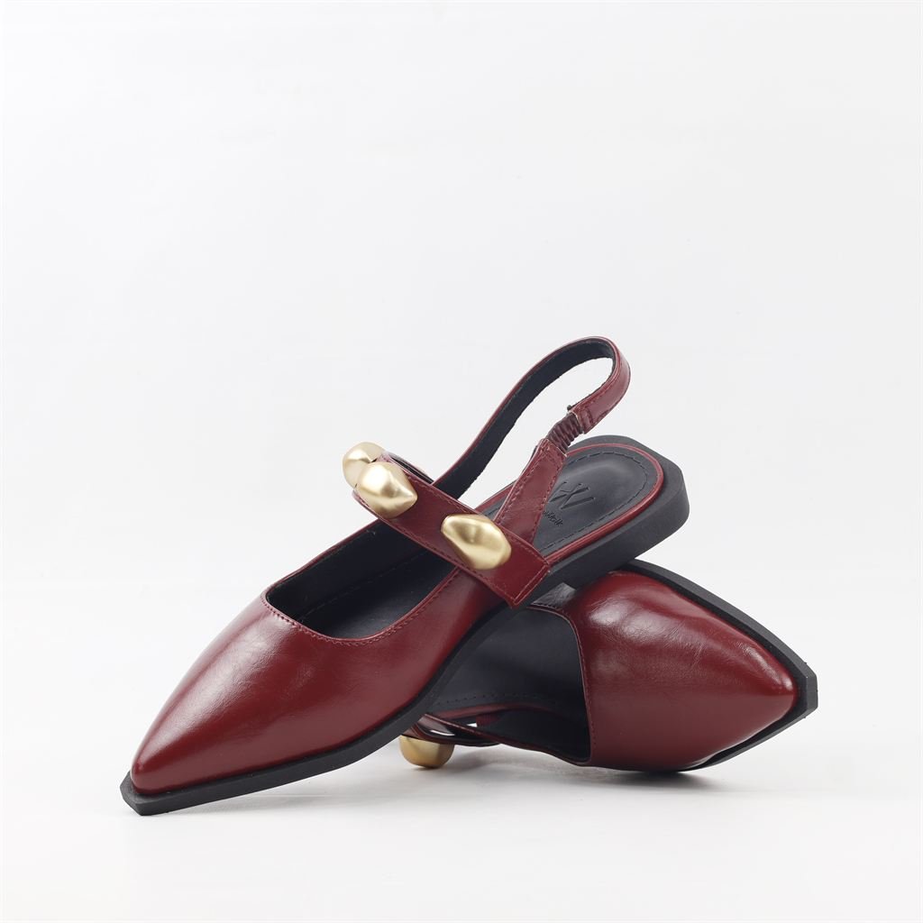 Sapatilha Slingback Detalhe Metal Marsala 4