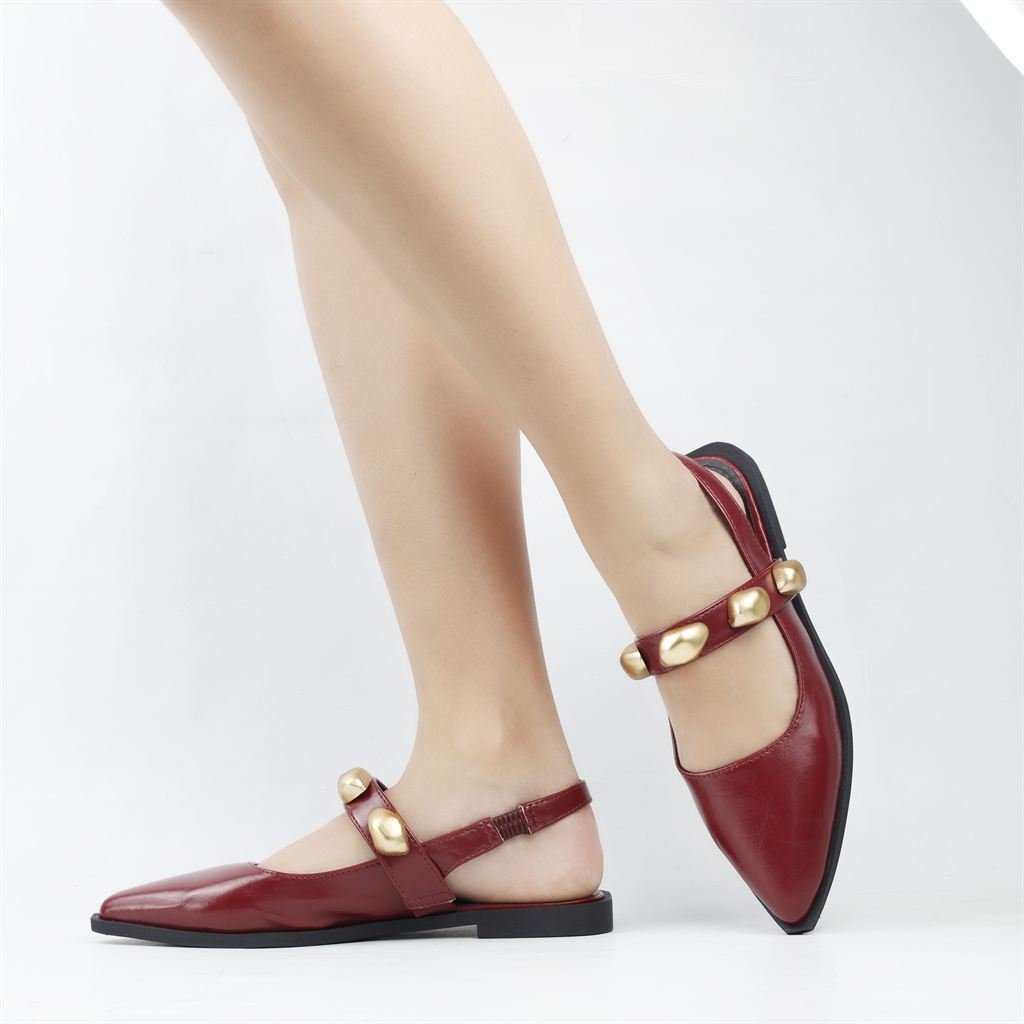 Sapatilha Slingback Detalhe Metal Marsala 1