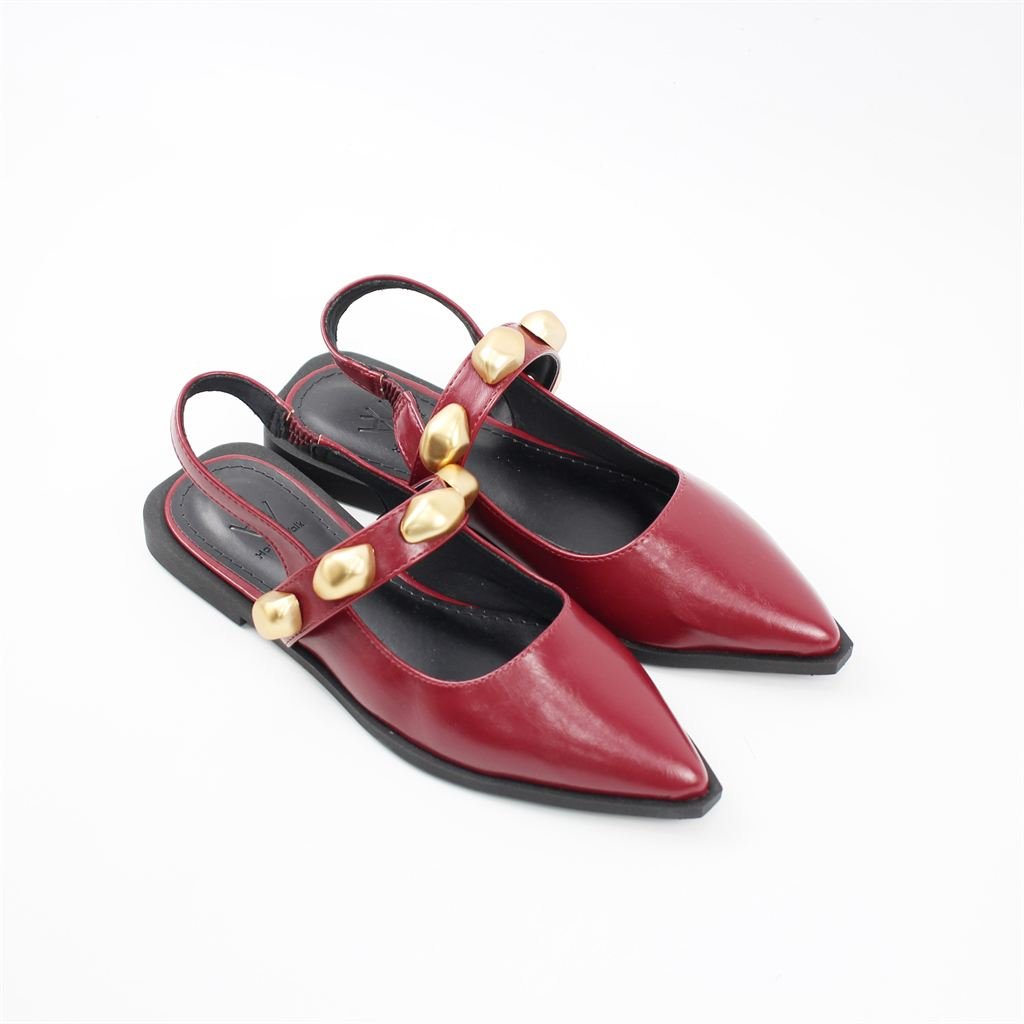 Sapatilha Slingback Detalhe Metal Marsala 2