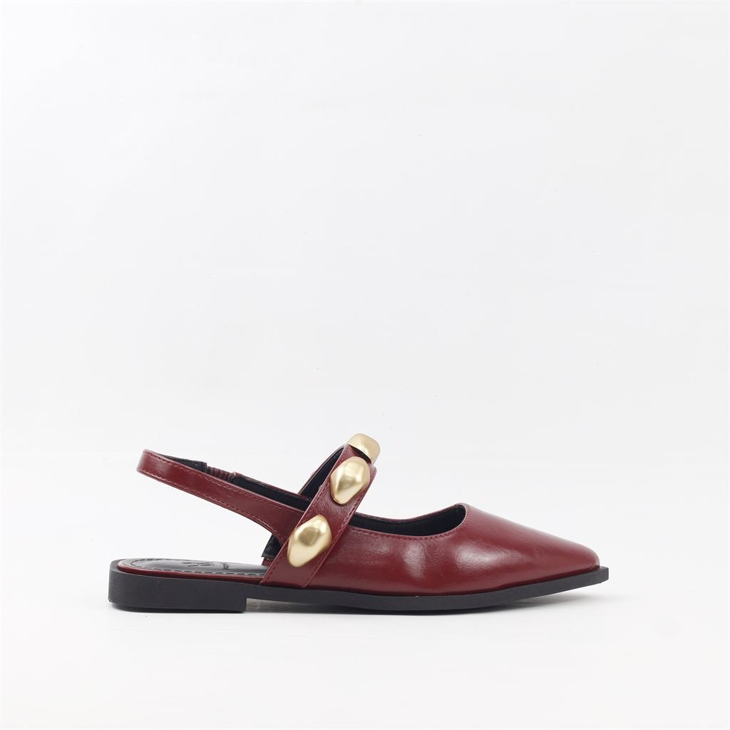 Sapatilha Slingback Detalhe Metal Marsala 5
