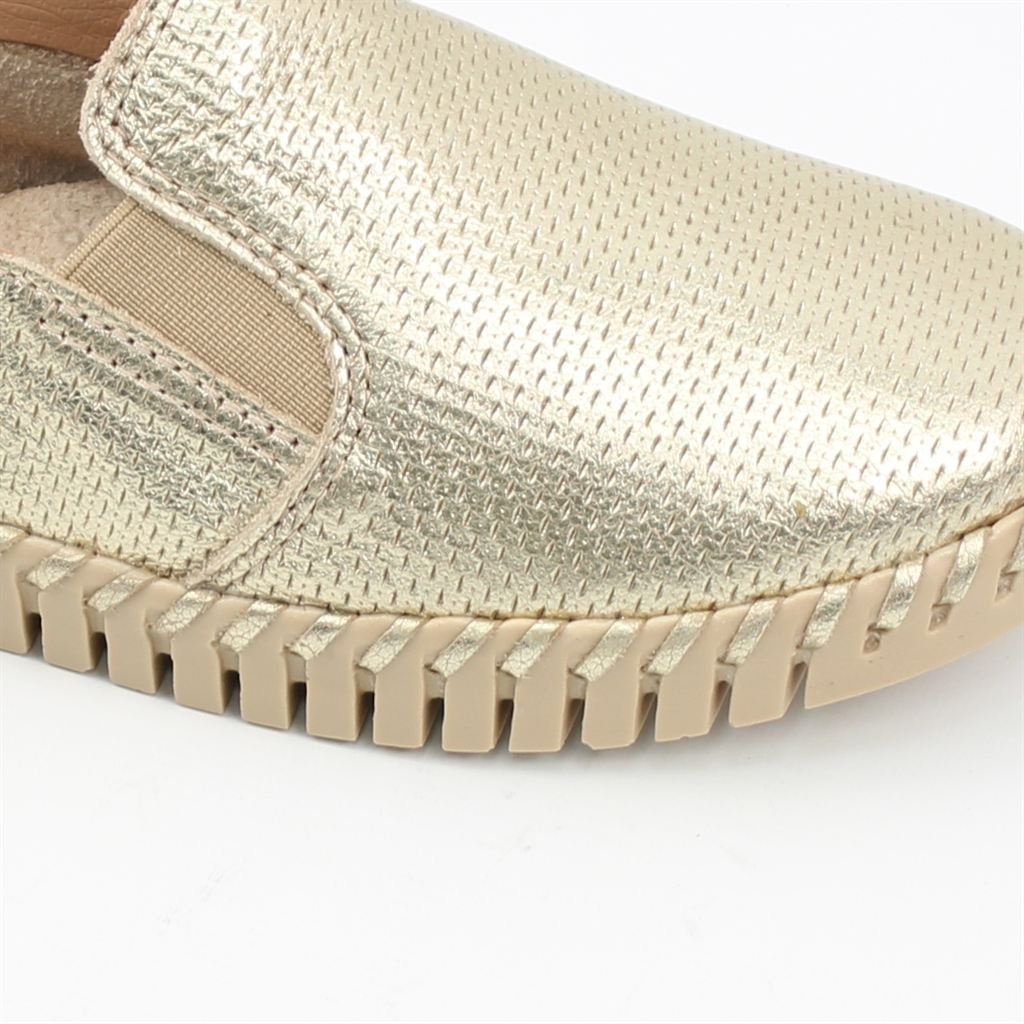 Tênis Slip On Couro Dourado 3