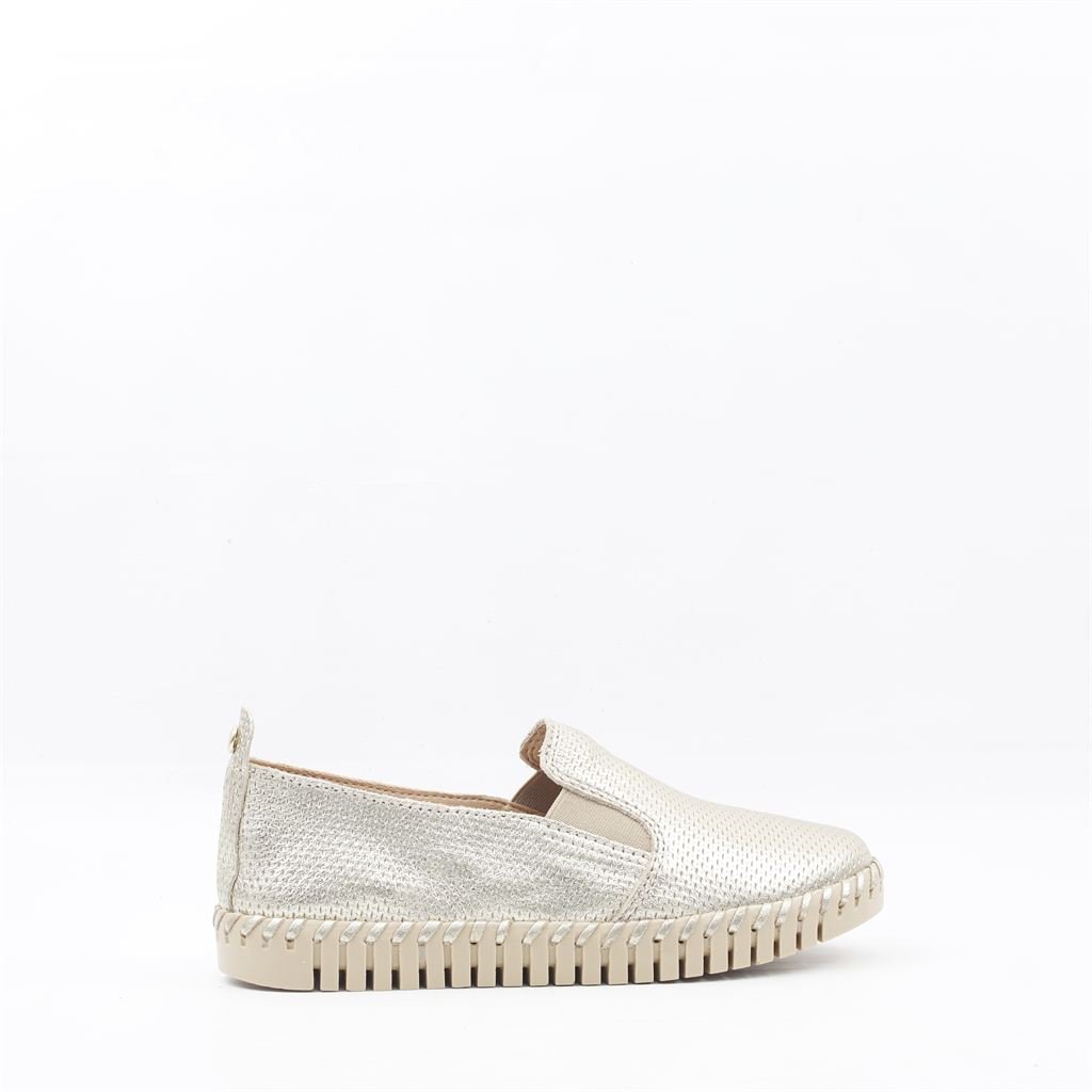 Tênis Slip On Couro Dourado 5