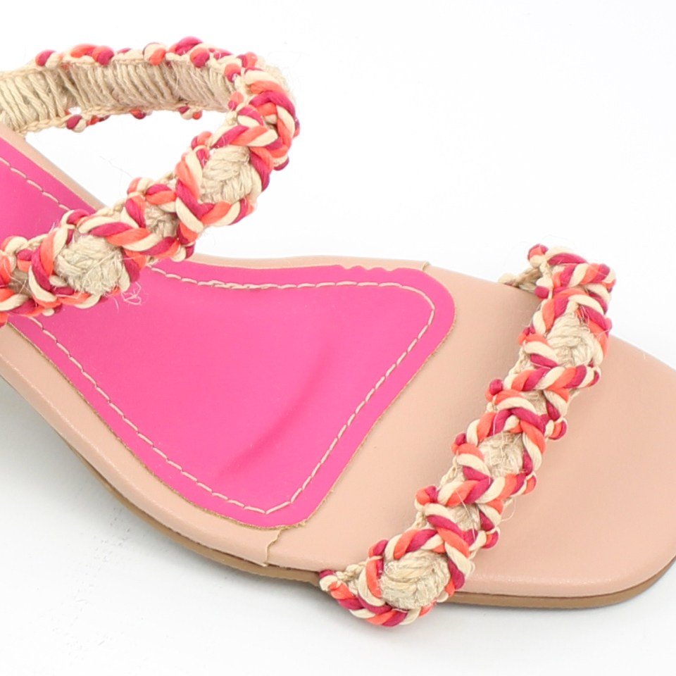 Tamanco Salto Bloco Tiras Finas Rosa 3